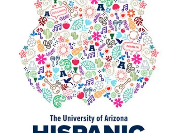 shape of a wildcat head made up of hispanic cultural icons